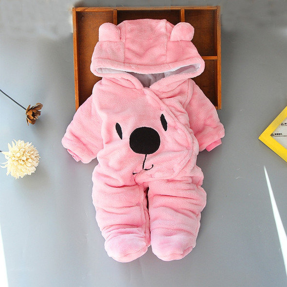 Bear Shape Winter Thick Cotton Cartoon Soft Baby Siamese Clothes, Height:66cm(Pink)
