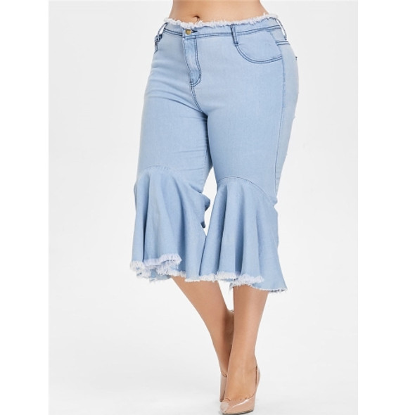 Fashion Women Plus Size Casual Pants(Color:Baby Blue Size:XL)
