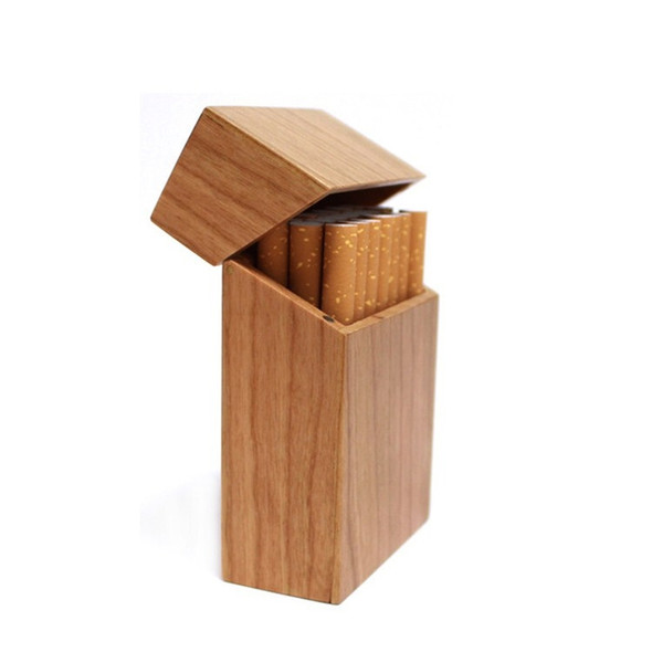 Creative Wooden Cigarette Case Magnet Adsorption Clamshell Cigarette Case, Color:Cherry Wood