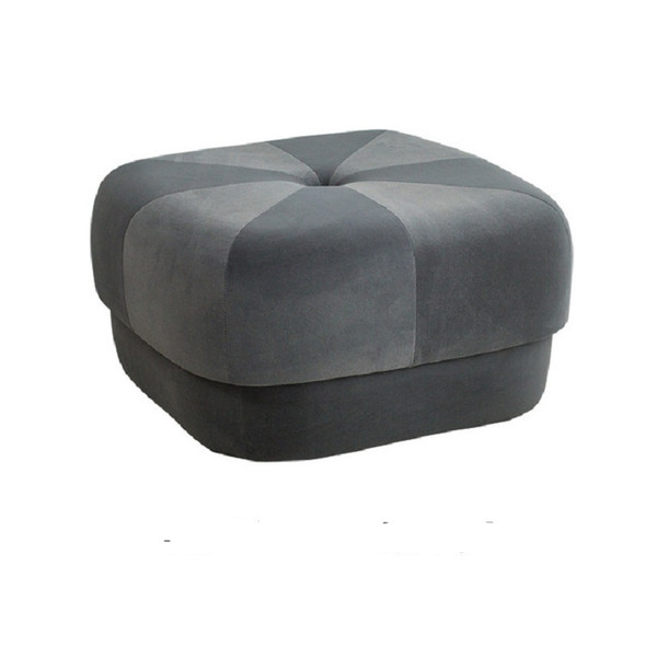 Modern Fabric Solid Wood Stool Thickened Small Stool Living Room Stool, Specification:Large Blue Gray