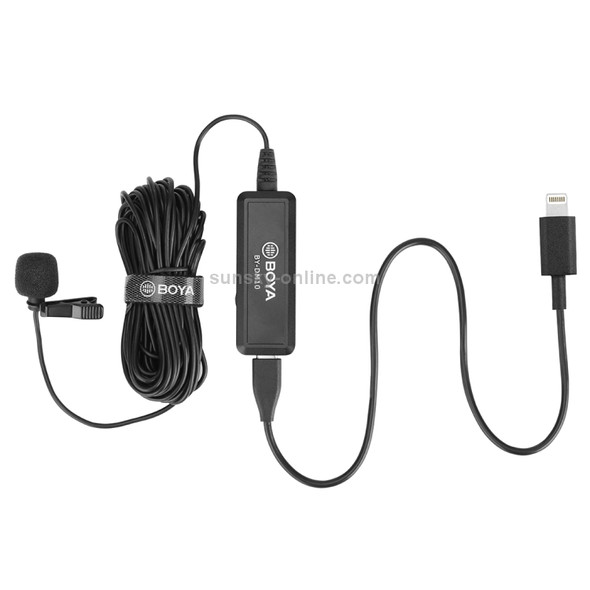 BOYA BY-DM10 USB / 8 Pin Plug Broadcast Lavalier Microphone with Windscreen, Cable Length: 6m(Black)