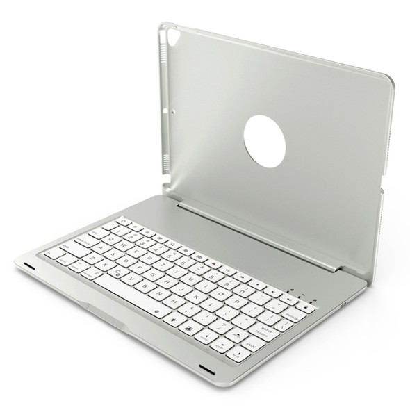 F102 For iPad 10.2 inch Wireless Bluetooth Keyboard Leather Case with Backlight (Silver)