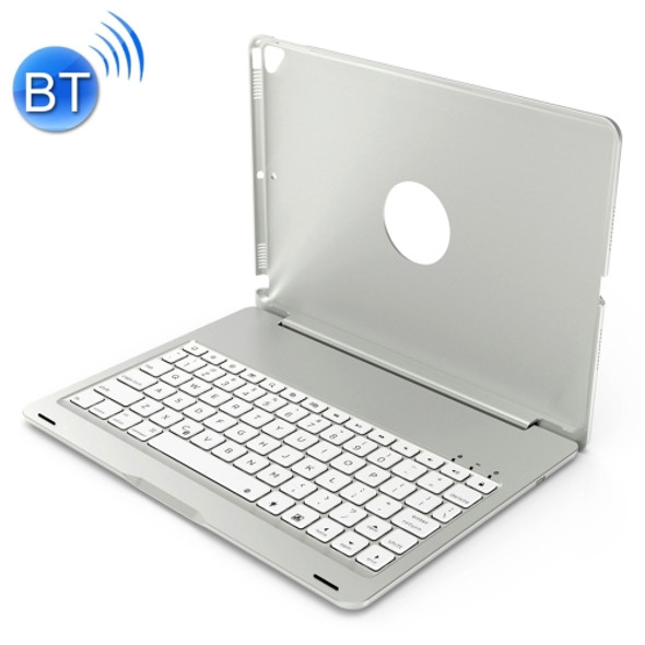 F102 For iPad 10.2 inch Wireless Bluetooth Keyboard Leather Case with Backlight (Silver)