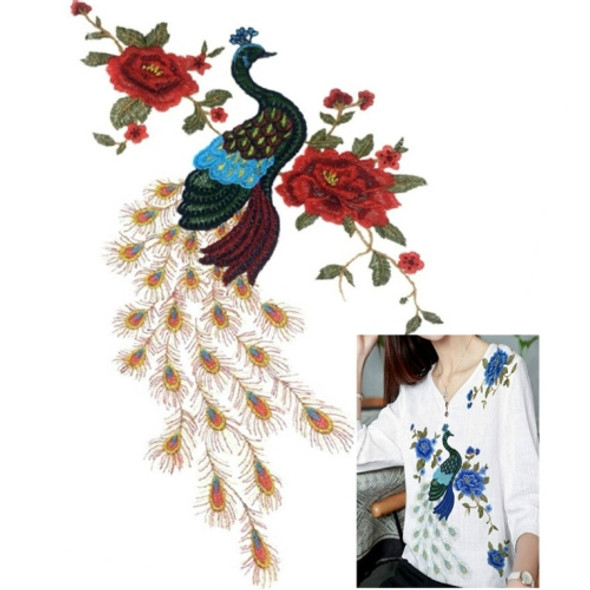 Peacock Peony Flower Embroidery Cloth Apparel Accessories Net Yarn Collar, Size:55 x 41.5cm(Dark Red)
