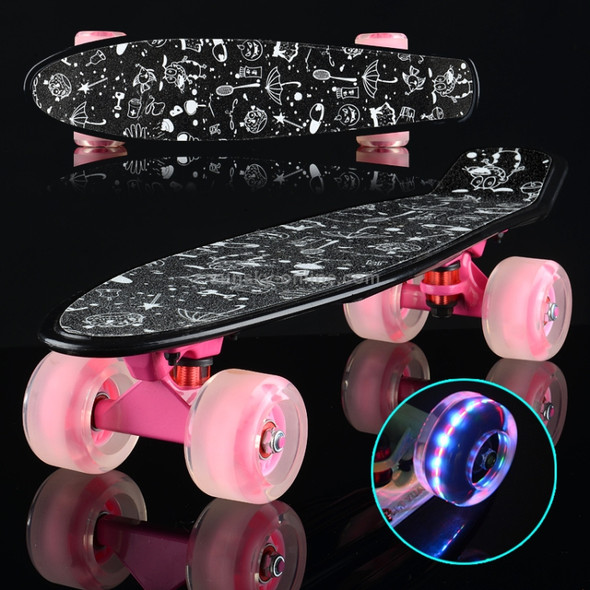 Shining Fish Plate Scooter Single Tilt Four Wheel Skateboard with 72mm Grinding Flash Wheel(Black Pink)