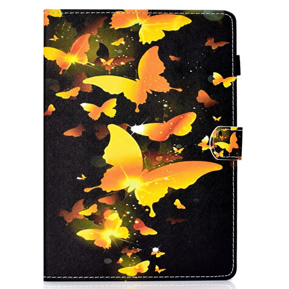 For iPad Pro 9.7 Colored Drawing Stitching Horizontal Flip Leather Case, with Holder & Card Slots & Sleep / Wake-up function(Golden Butterfly)