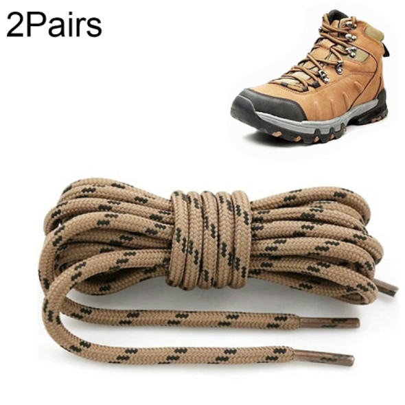 2 Pairs Round High Density Weaving Shoe Laces Outdoor Hiking Slip Rope Sneakers Boot Shoelace, Length:120cm(Light Brown-Black)