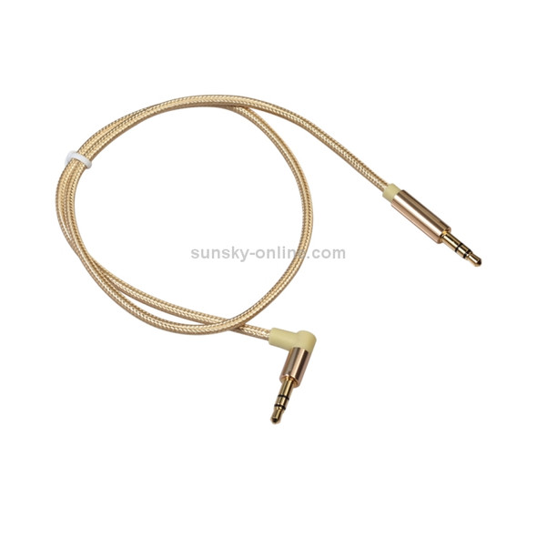 AV01 3.5mm Male to Male Elbow Audio Cable, Length: 50cm(Gold)