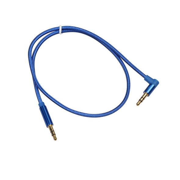 AV01 3.5mm Male to Male Elbow Audio Cable, Length: 50cm(Blue)