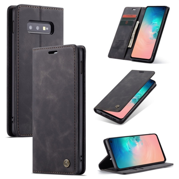 CaseMe-013 Multifunctional Retro Frosted Horizontal Flip Leather Case for Galaxy S10 E, with Card Slot & Holder & Wallet (Black)