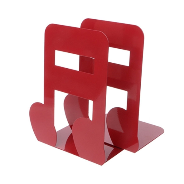 2 PCS Musical Note Metal Bookends Iron Support Holder Desk Stands For Books(Red Sixteenth)