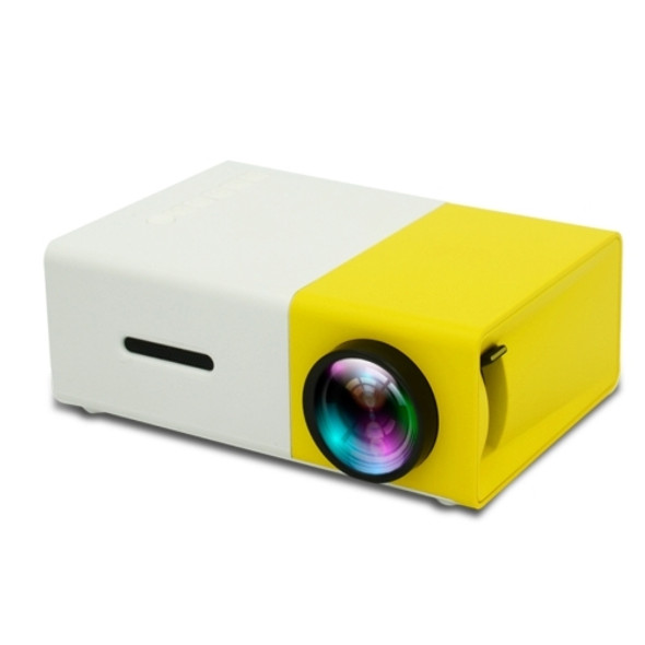 YG300 400LM Portable Mini Home Theater LED Projector with Remote Controller, Support HDMI, AV, SD, USB Interfaces, (Built-in 1300mAh Lithium battery)(Yellow)