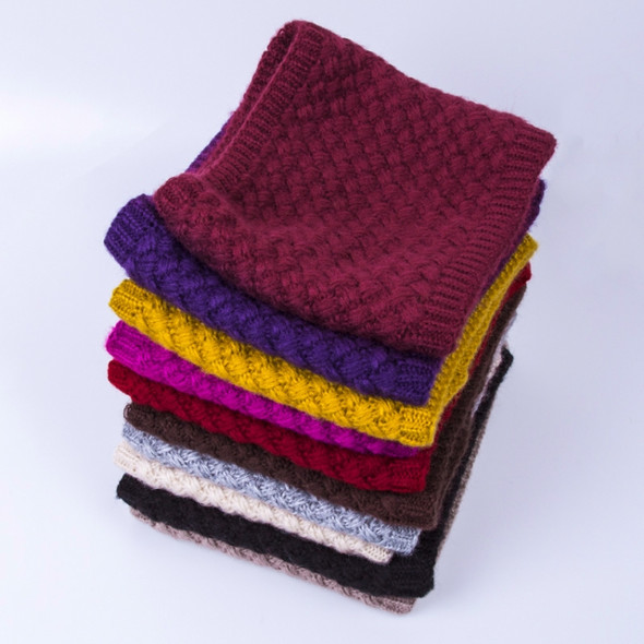 Winter Plus Velvet Thicken Warm Pullover Knit Scarf, Size:47 x 22cm(Wine Red)