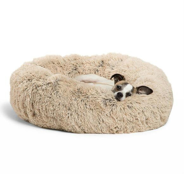 Autumn and Winter Plush Round Pet Nest Warm Pad Small kennel, Size:60cm(Beige)