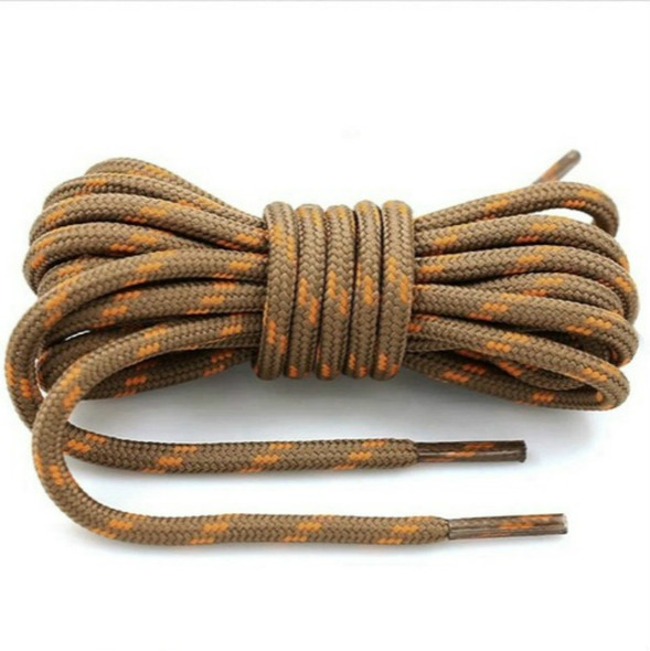 2 Pairs Round High Density Weaving Shoe Laces Outdoor Hiking Slip Rope Sneakers Boot Shoelace, Length:140cm(Light Brown-Gloden)