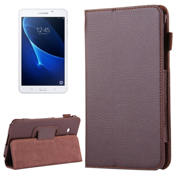 For Galaxy Tab A 7.0 / T280 Litchi Texture Magnetic Horizontal Flip Leather Case with Holder(Brown)