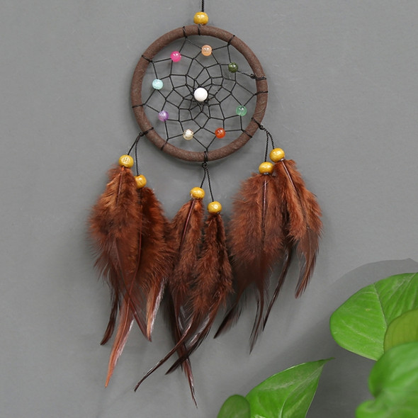 2 PCS Creative Hand-Woven Crafts Dream Catcher Home Car Wall Hanging Decoration(Deep Coffee )