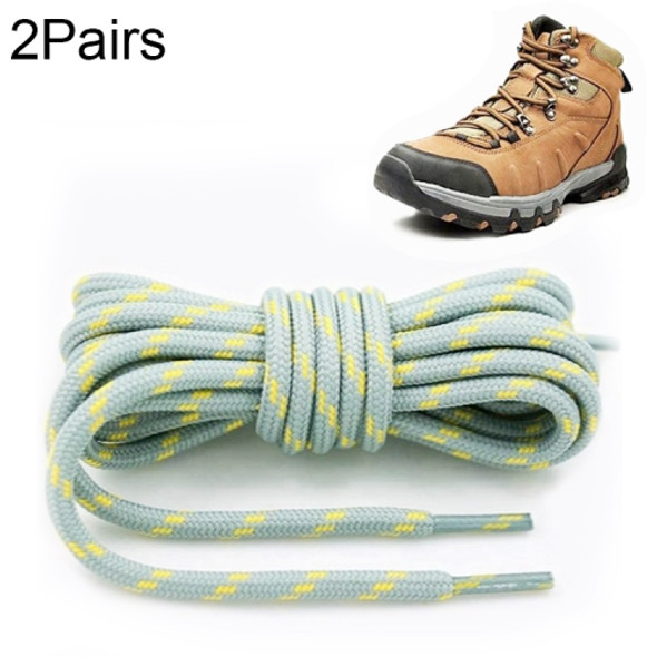 2 Pairs Round High Density Weaving Shoe Laces Outdoor Hiking Slip Rope Sneakers Boot Shoelace, Length:140cm(Light Gray-Yellow)