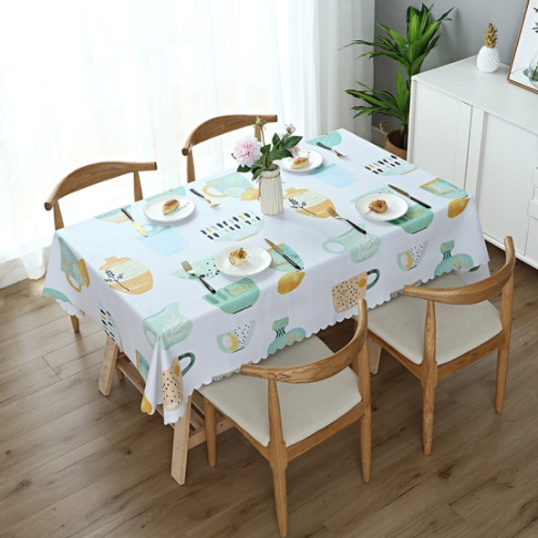 Printinging Coffee Dining Table Cloth PVC Waterproof Oilproof Anti-scalding Tablecloth, Size:140x200cm Dining Table(Cup)