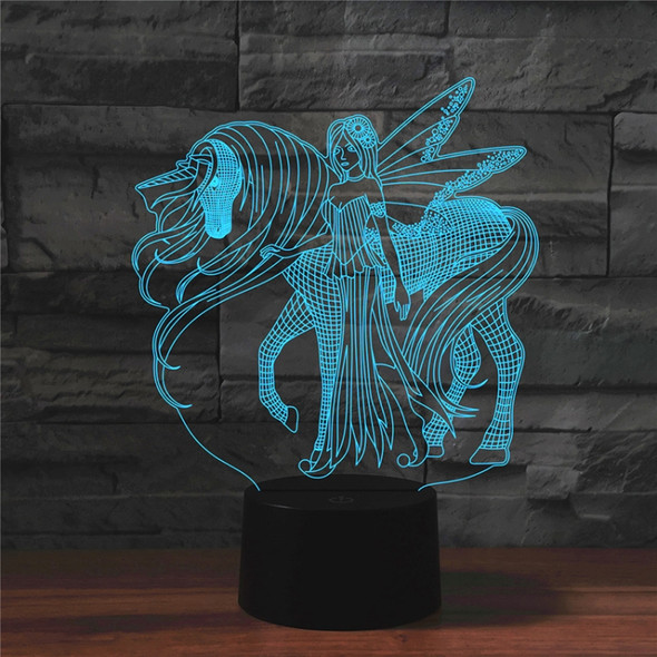 Beauty and Unicorn Shape 3D Colorful LED Vision Light Table Lamp, 16 Colors Remote Control Version