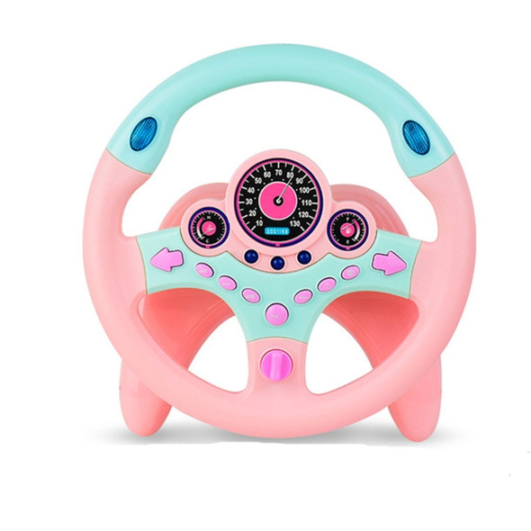 Simulation Steering Wheel Co-driver Seat Children Toy Traffic Cognitive Music Story Machine(Pink)