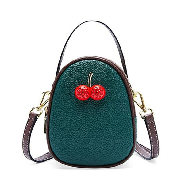 Leather Trend Wild Messenger Shoulder Mini Exquisite Cherry Bag(Green)