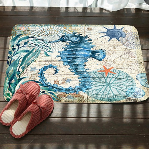 Marine Series Pattern Bathroom Toilet Non-slip Mat Flannel Absorbent Foot Pad, Size:46x76cm(Hippocampus)