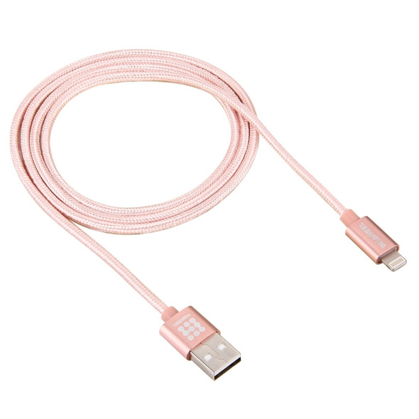 HAWEEL 1m Nylon Woven Metal Head 3A 8 Pin to USB 2.0 Sync Data Charging Cable, For iPhone 11 / iPhone XR / iPhone XS MAX / iPhone X & XS / iPhone 8 & 8 Plus / iPhone 7 & 7 Plus / iPhone 6 & 6s & 6 Plus & 6s Plus / iPad(Rose Gold)