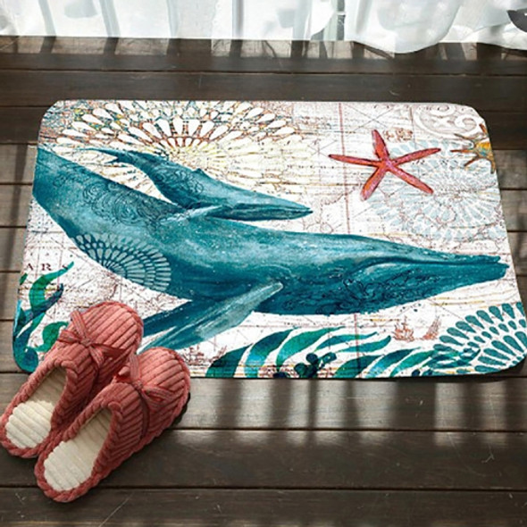 Marine Series Pattern Bathroom Toilet Non-slip Mat Flannel Absorbent Foot Pad, Size:50x80cm(Whale)