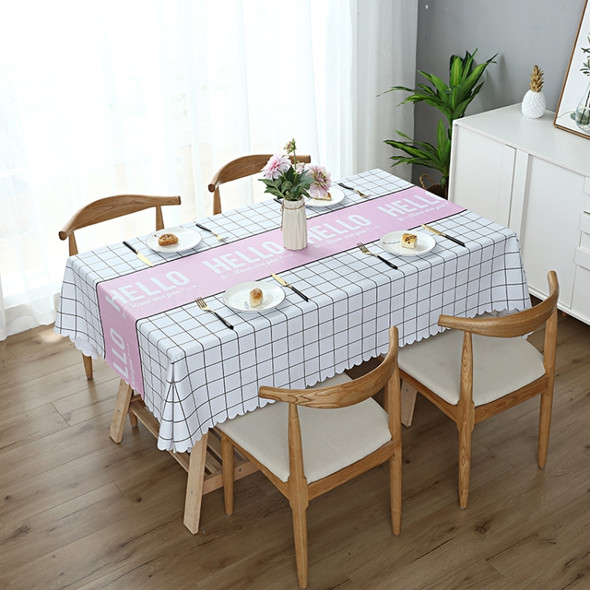 Printinging Coffee Dining Table Cloth PVC Waterproof Oilproof Anti-scalding Tablecloth, Size:140x220cm Dining Table(Hello Pink)