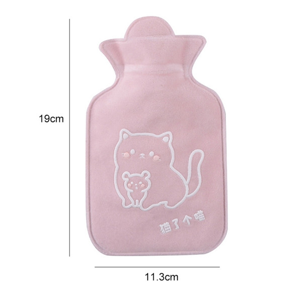 Cartoon Creative Hand Warmer Water Injection Hot Water Bottle Plush Warm Water Bag(Pink Bear Paw)
