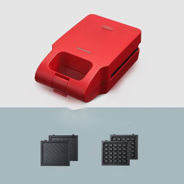 YIDPU Electric Egg Sandwich Maker Mini Grilling Panini Baking Plates Toaster Multifunction Non-Stick Waffle Breakfast Machine Red