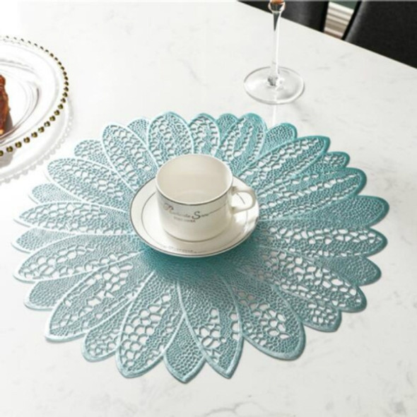 2 PCS Sunflower Shape Household Fashion PVC Dining Table Placemat Europe Style Kitchen Tools Tableware Pad Coaster Coffee Tea Place Mat(Blue)
