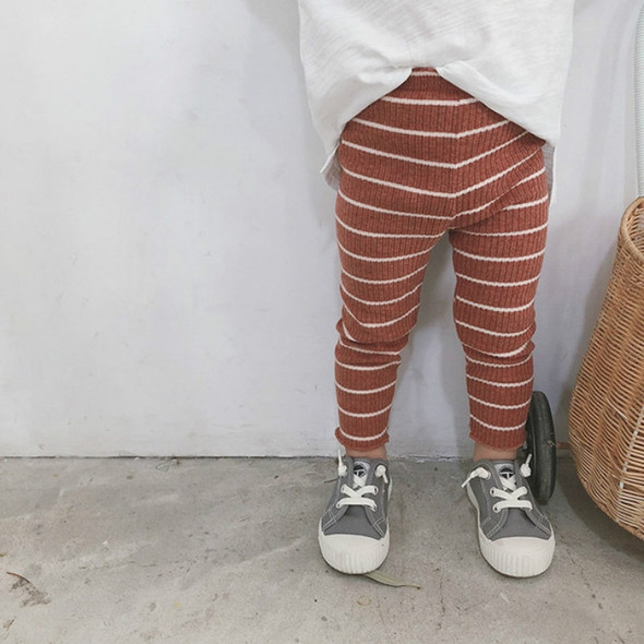 Stripe Style Base Girls Leggings Baby Clothes Cotton Leggings, Size:120cm(Rust Red)