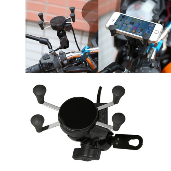 Universal 12V Motorcycle USB Phone Charger with Holder, Suitable for 3.5-6.5 inch Smartphones