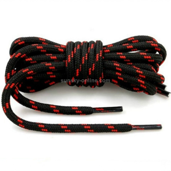 2 Pairs Round High Density Weaving Shoe Laces Outdoor Hiking Slip Rope Sneakers Boot Shoelace, Length:160cm(Black-Red)