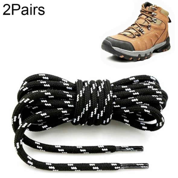 2 Pairs Round High Density Weaving Shoe Laces Outdoor Hiking Slip Rope Sneakers Boot Shoelace, Length:160cm(Black-White)