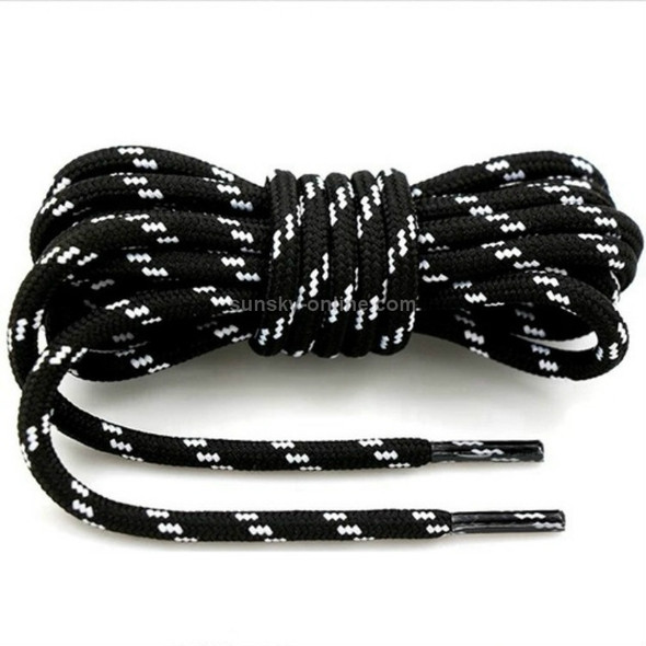 2 Pairs Round High Density Weaving Shoe Laces Outdoor Hiking Slip Rope Sneakers Boot Shoelace, Length:160cm(Black-White)