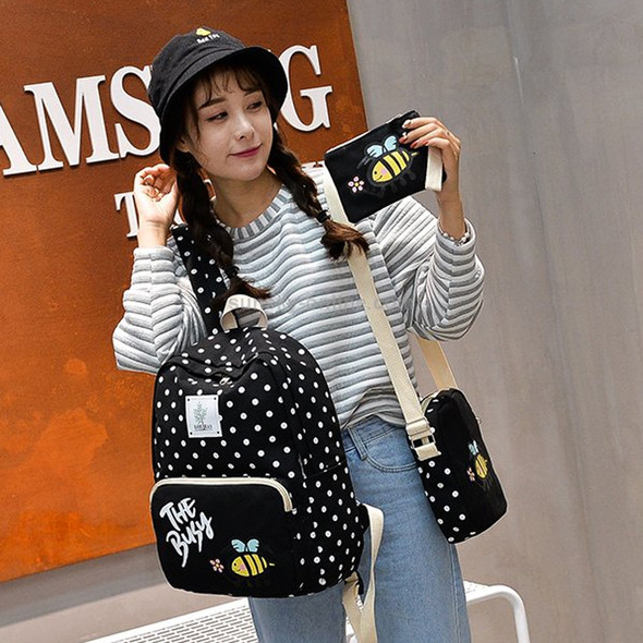 Multi-function Leisure Fashion Canvas Double Shoulders Bag Backpack (Black)