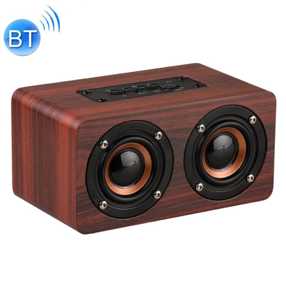 W5 Portable HiFi Shock Bass Wooden Bluetooth Speaker(Dark Brown)