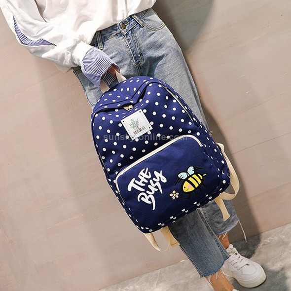 Multi-function Leisure Fashion Canvas Double Shoulders Bag Backpack (Dark Blue)