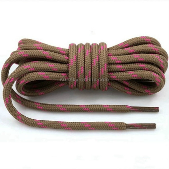 2 Pairs Round High Density Weaving Shoe Laces Outdoor Hiking Slip Rope Sneakers Boot Shoelace, Length:160cm(Light Brown-Rose Red)