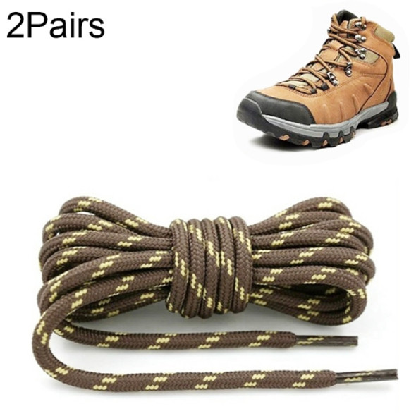 2 Pairs Round High Density Weaving Shoe Laces Outdoor Hiking Slip Rope Sneakers Boot Shoelace, Length:160cm(Coffee-Yellow)