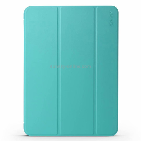 ENKAY Lambskin Texture + TPU Bottom Case Horizontal Flip Leather Case for iPad Pro 11 inch (2018)?with Three-folding Holder & Sleep / Wake-up Function (Green)