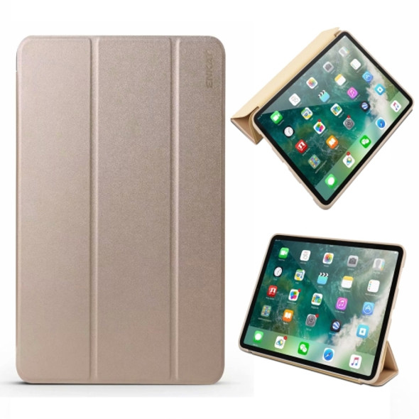 ENKAY Lambskin Texture + TPU Bottom Case Horizontal Flip Leather Case for iPad Pro 11 inch (2018)?with Three-folding Holder & Sleep / Wake-up Function (Gold)