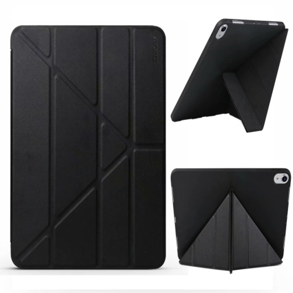 ENKAY Lambskin Texture + TPU Bottom Case Horizontal Deformation Flip Leather Case for iPad Pro 11 inch (2018)?with Three-folding Holder & Sleep / Wake-up Function (Black)