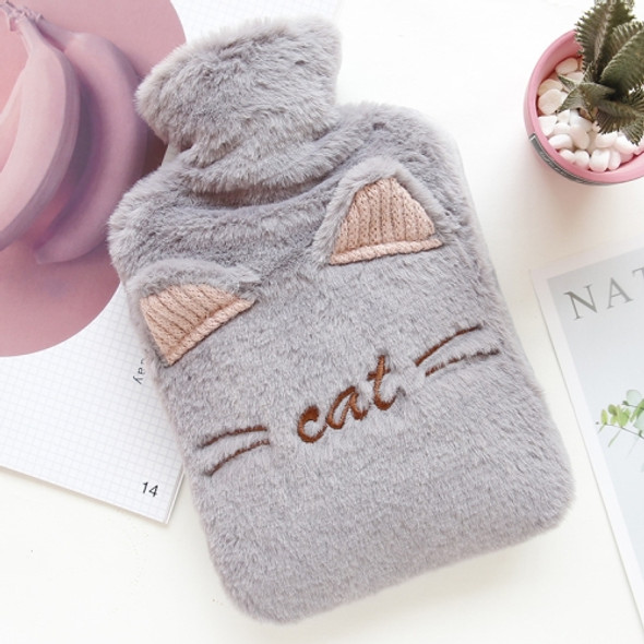 Winter Warm Fashion Plush Filled Hot Water Bag Explosion-proof Hand Warmer Bag(Grey)