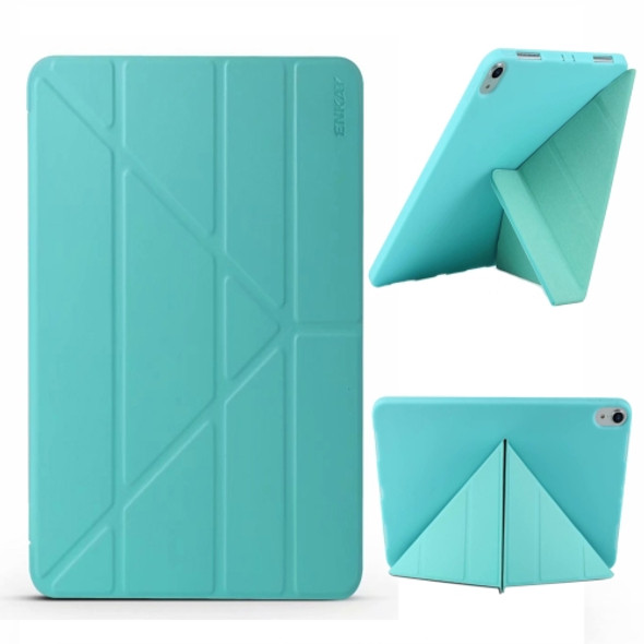 ENKAY Lambskin Texture + TPU Bottom Case Horizontal Deformation Flip Leather Case for iPad Pro 11 inch (2018)?with Three-folding Holder & Sleep / Wake-up Function (Green)
