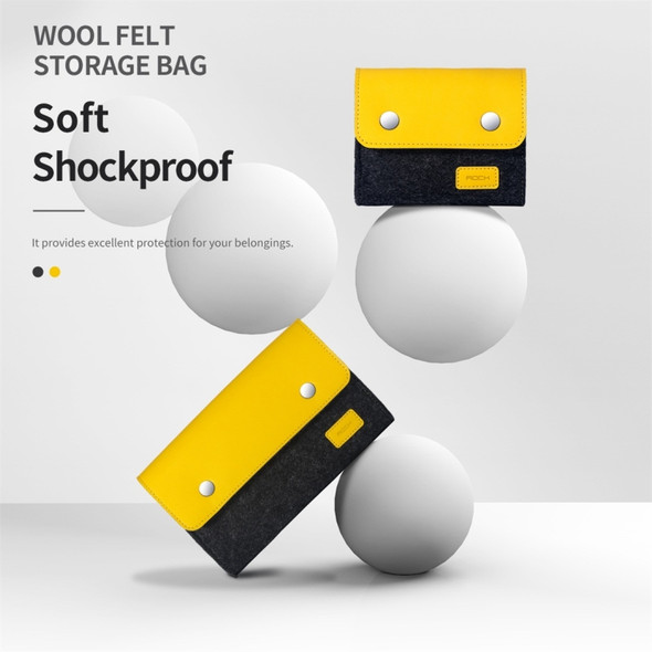 ROCK Shockproof Wool Felt Protective Storage Shell Bag Soft Sleeve, Size: 18x11.5x5cm (Black Yellow)