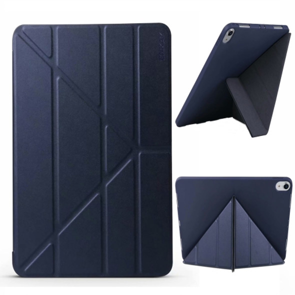 ENKAY Lambskin Texture + TPU Bottom Case Horizontal Deformation Flip Leather Case for iPad Pro 11 inch (2018)?with Three-folding Holder & Sleep / Wake-up Function (Blue)